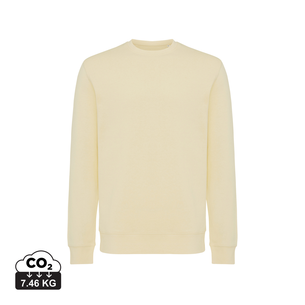 Sweater publicitaire unisexe à col rond coton bio Etosha Iqoniq cream yellow